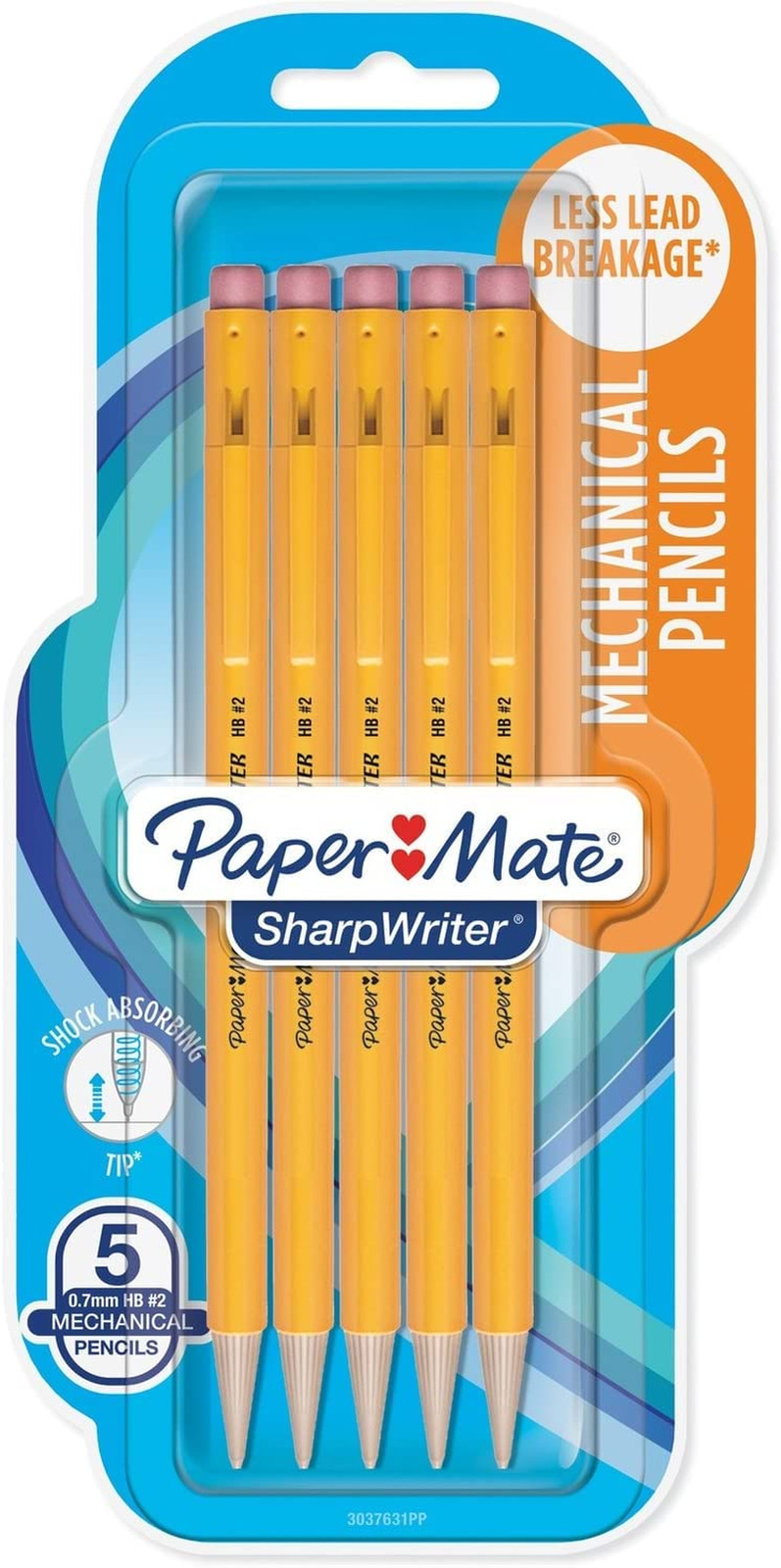 Papermate 30376BPP Sharpwriter Mechanical HB Pencil, 0.7 Mm, Yellow, 5/Pack