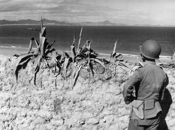 Nationalist sentinel watching Chinese coast from Quemoy Kinmen 1950s Old Photo
