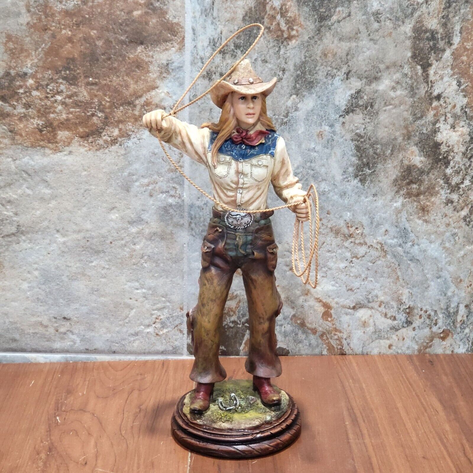 Vintage Cowgirl with Lasso Roping Rope 12 In Tall