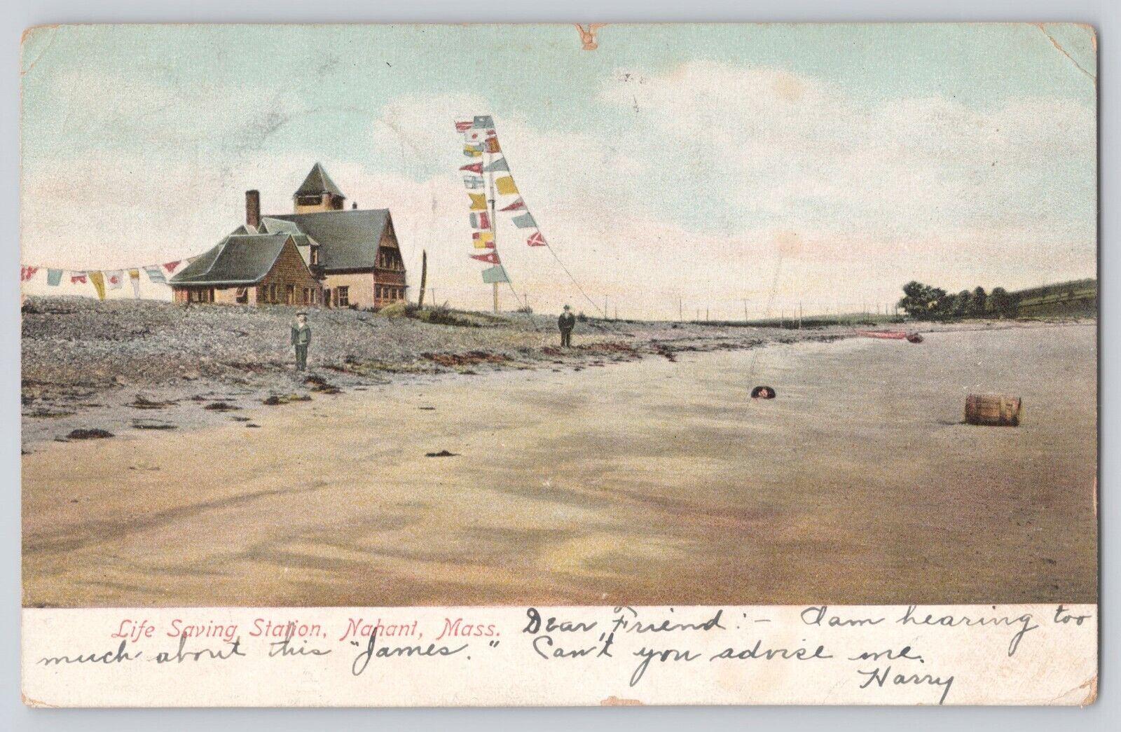 Postcard Massachusetts Nahant Life Saving Station Lifeguard Beach Antique 1905