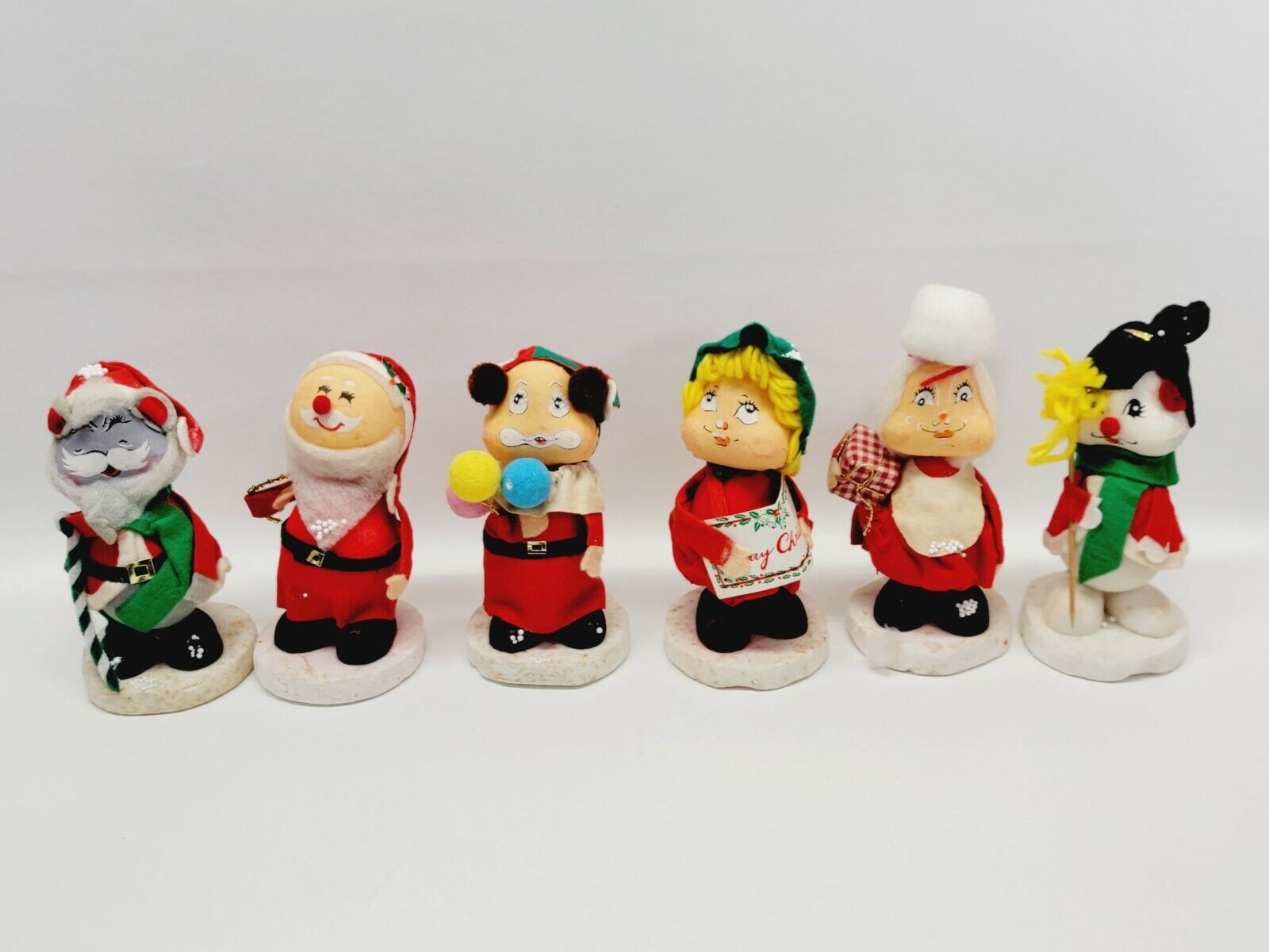 Vintage Set Of 6 Styrofoam Christmas Figures 