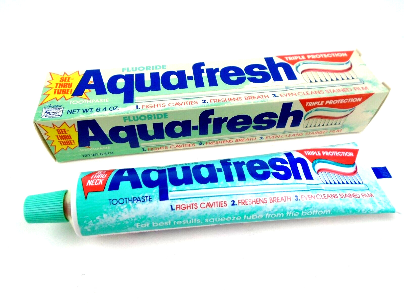 Vintage 1980s Aquafresh Fluoride Toothpaste See Thru Tube Full Prop Movie TV New
