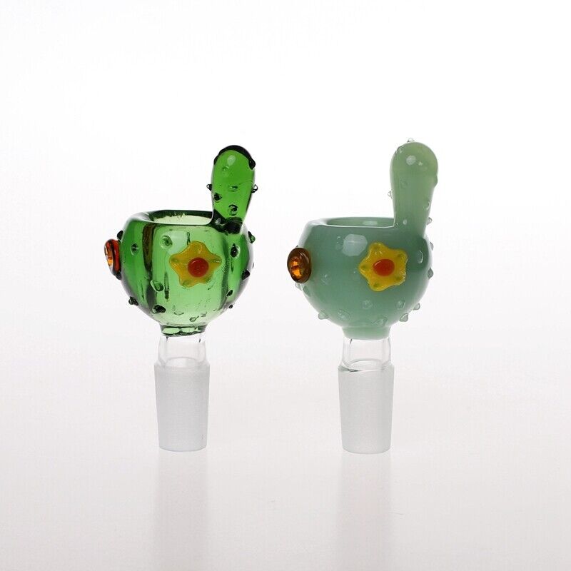 2pcs/box Green Color Cute Cactus Model Cheap Mini Glass Bowls 14mm Joints