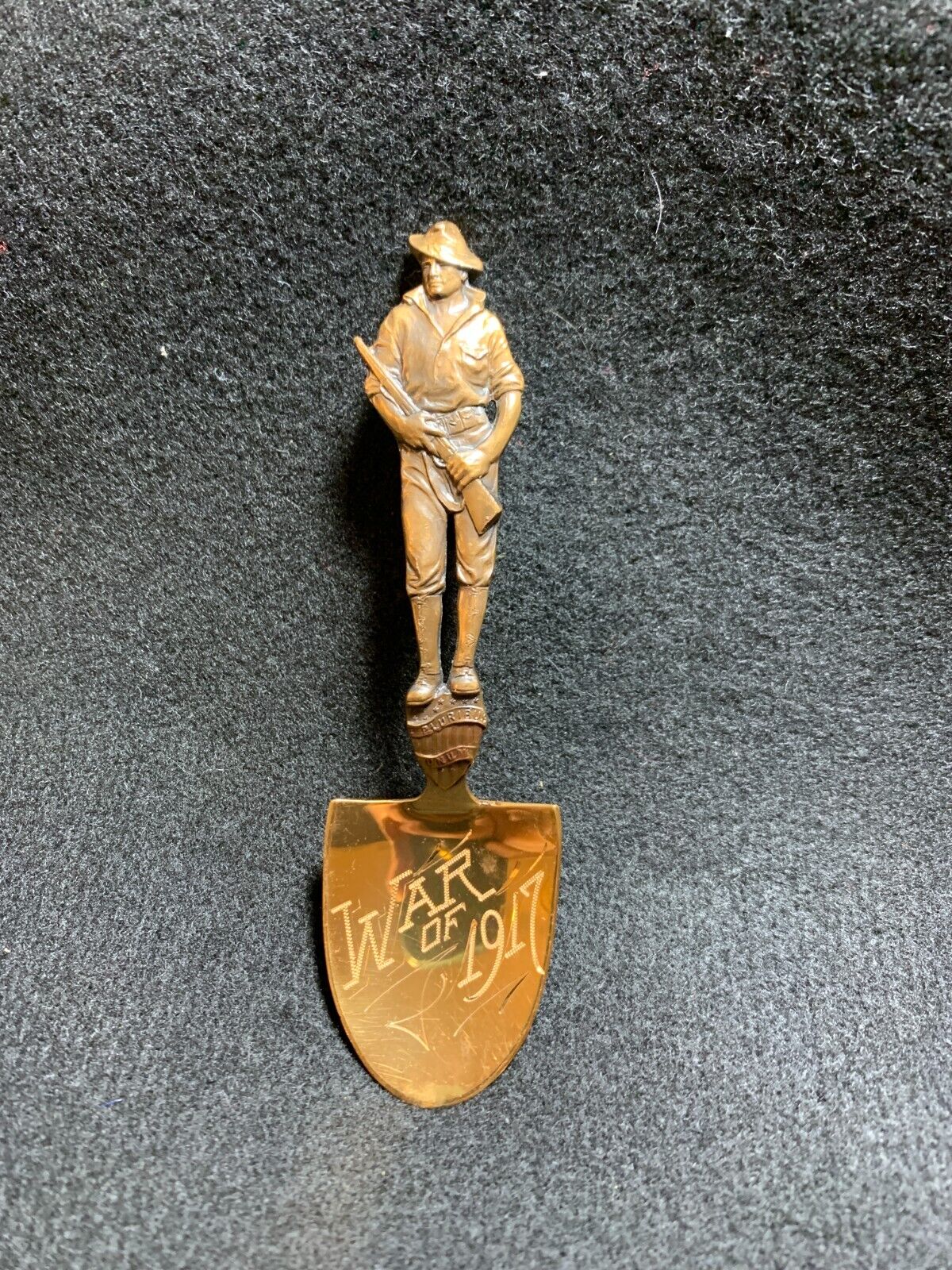 Vintage WWI Soldier USA War Of 1917 Bronze Military Souvenir Spoon