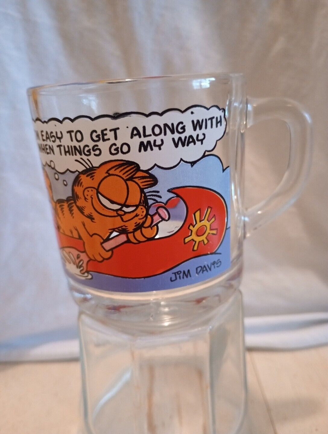 Rare Fine Vintage 1978 Garfield Odie Comic Glass Coffee Mug Jim Davis