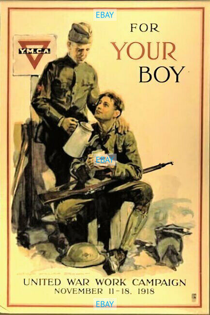POSTCARD Print / WWI / United War Work Campaign / YMCA / For your Boy, 1918