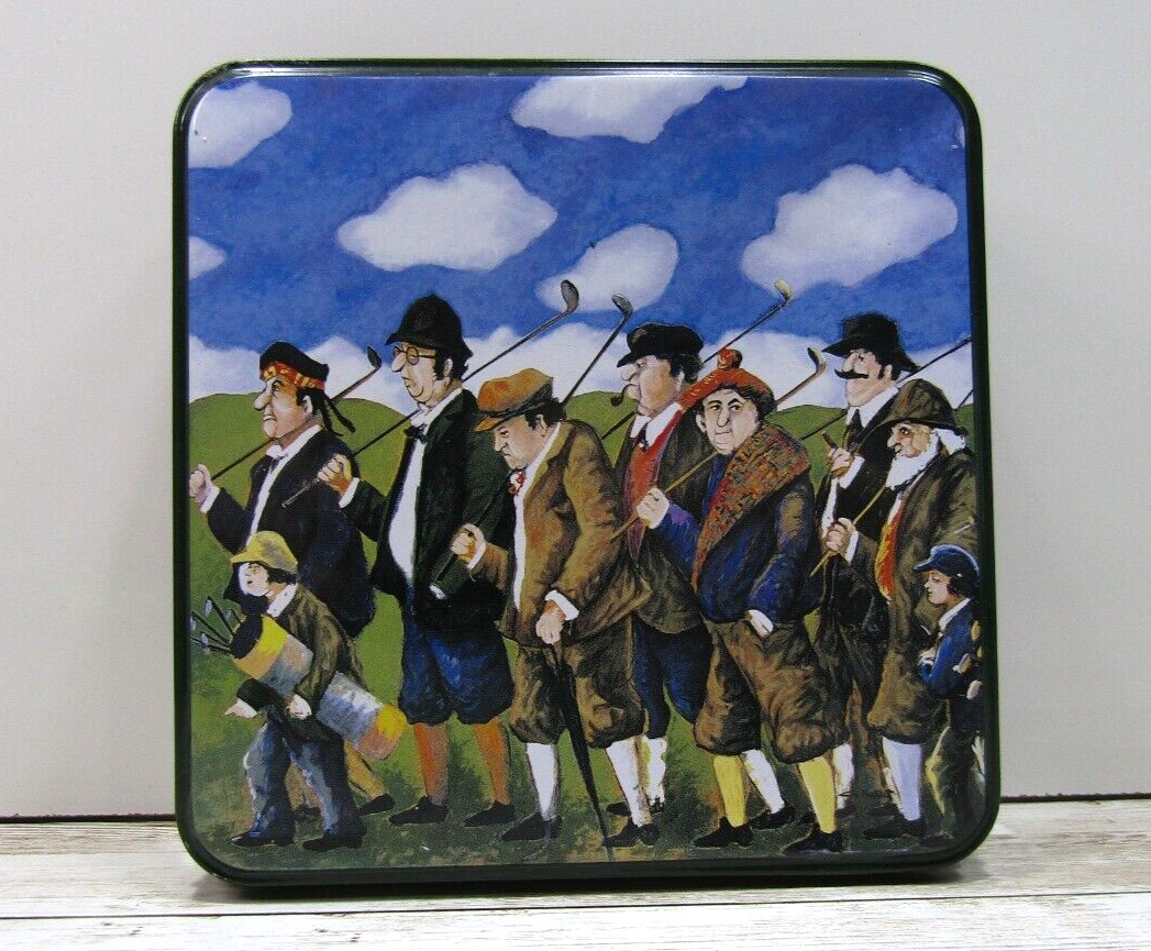 Vintage Squire Tin with Golfers in good Shape Metalware for collectors