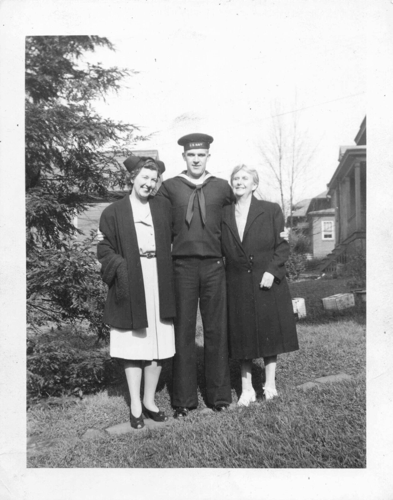 Vintage Photograph Handsome Navy Serviceman on Leave c1940s WWII Mom Grandma P09