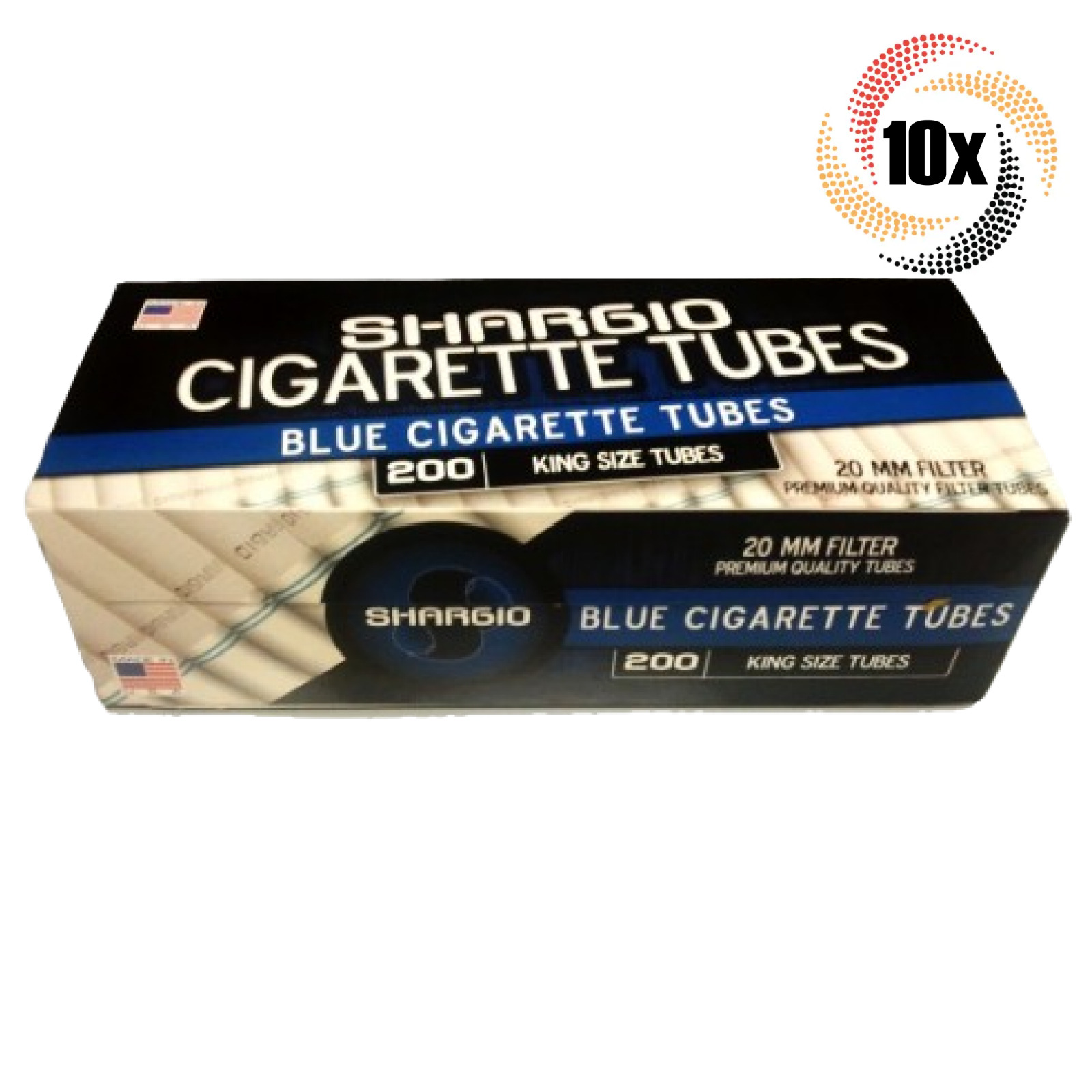 10x Boxes Shargio Blue Light King Size ( 2,000 Tubes ) Cigarette Tobacco RYO