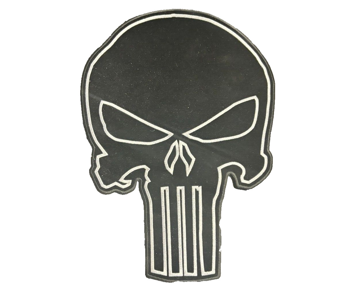 Black and White Large Punisher Skull Biker Patch 12x8 Inch
