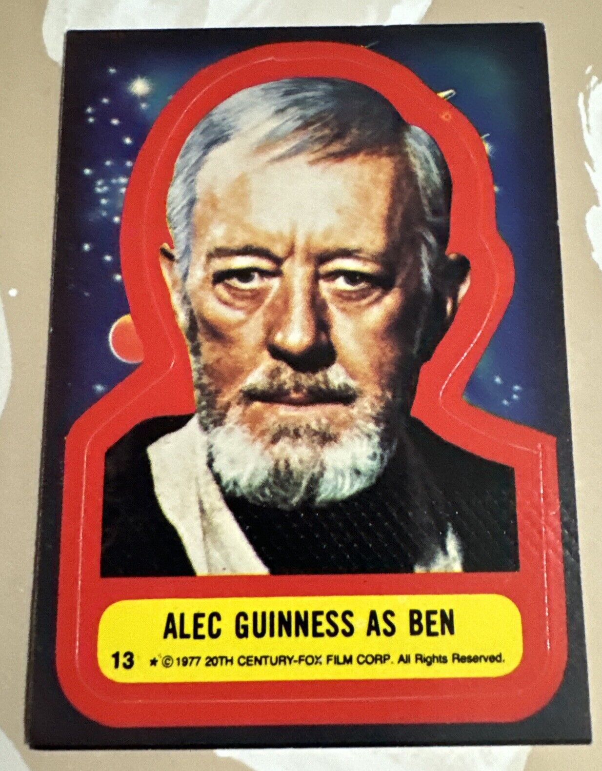1977 Topps Star Wars #13 Alec Guinness as Ben Obi-wan Kenobi Sticker Card