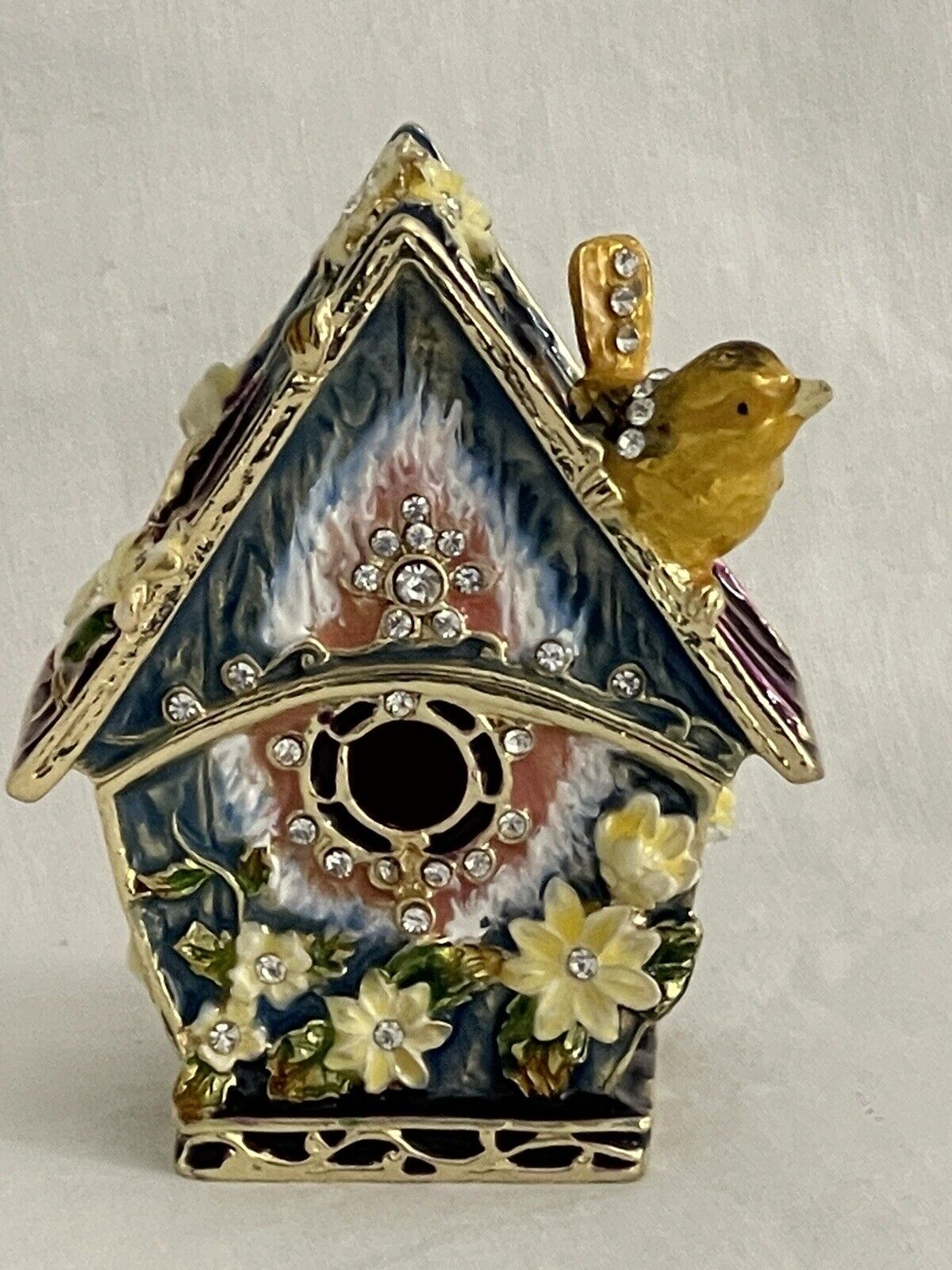 CIEL Collectables Enamel & Crystals Birdhouse Trinket Box Gorgeous NWB