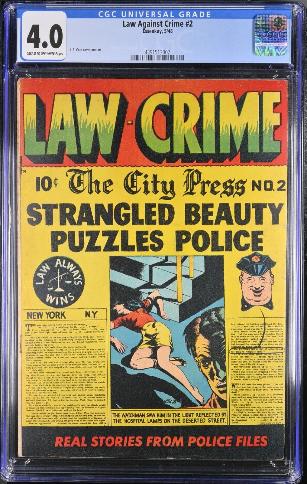 LAW AGAINST CRIME # 2 ESSENKAY COMICS L.B. Cole cover and art CGC 4.0