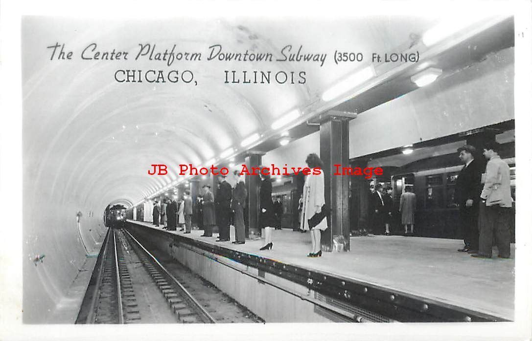 IL, Chicago, Illinois, RPPC, Downtown Subway, Center Platform, Grogan Photo