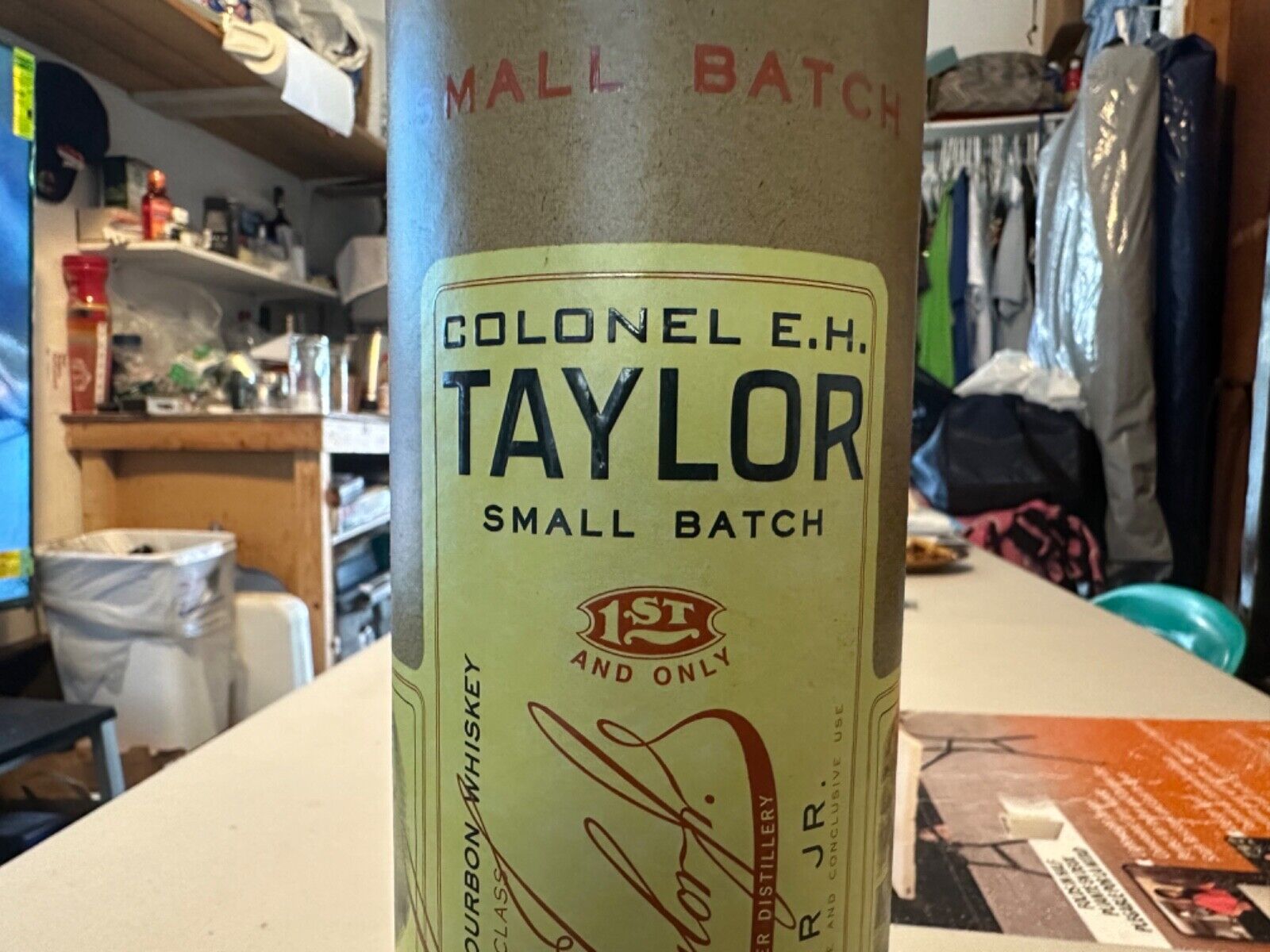 empty bourbon whiskey bottles colonel EH Taylor 