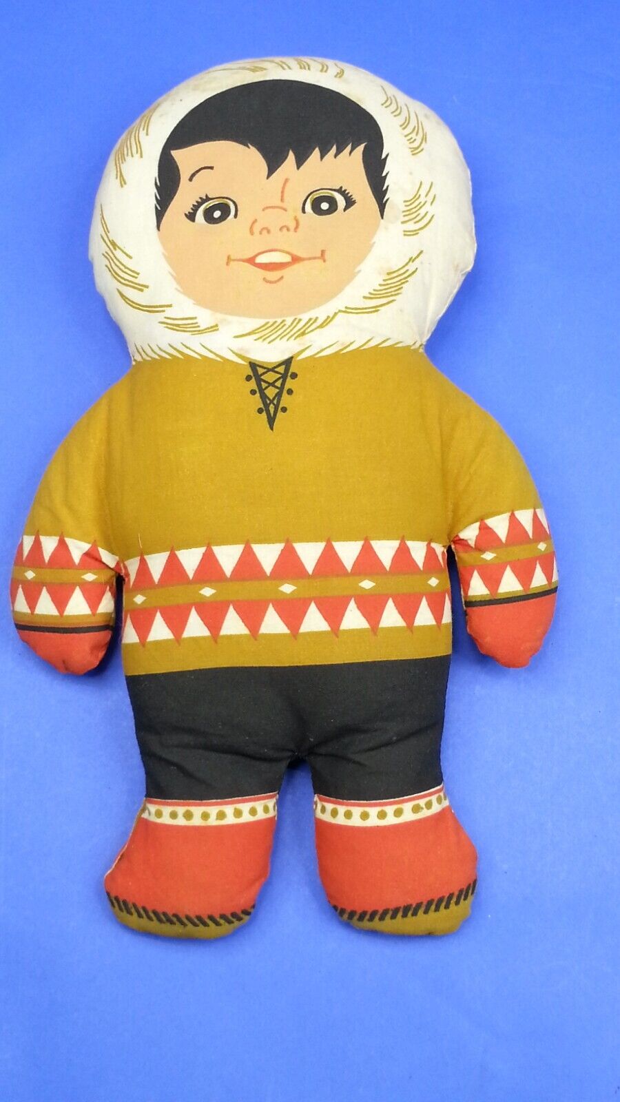 Vintage 1960s ESKIMO Boy Rag Doll Plush