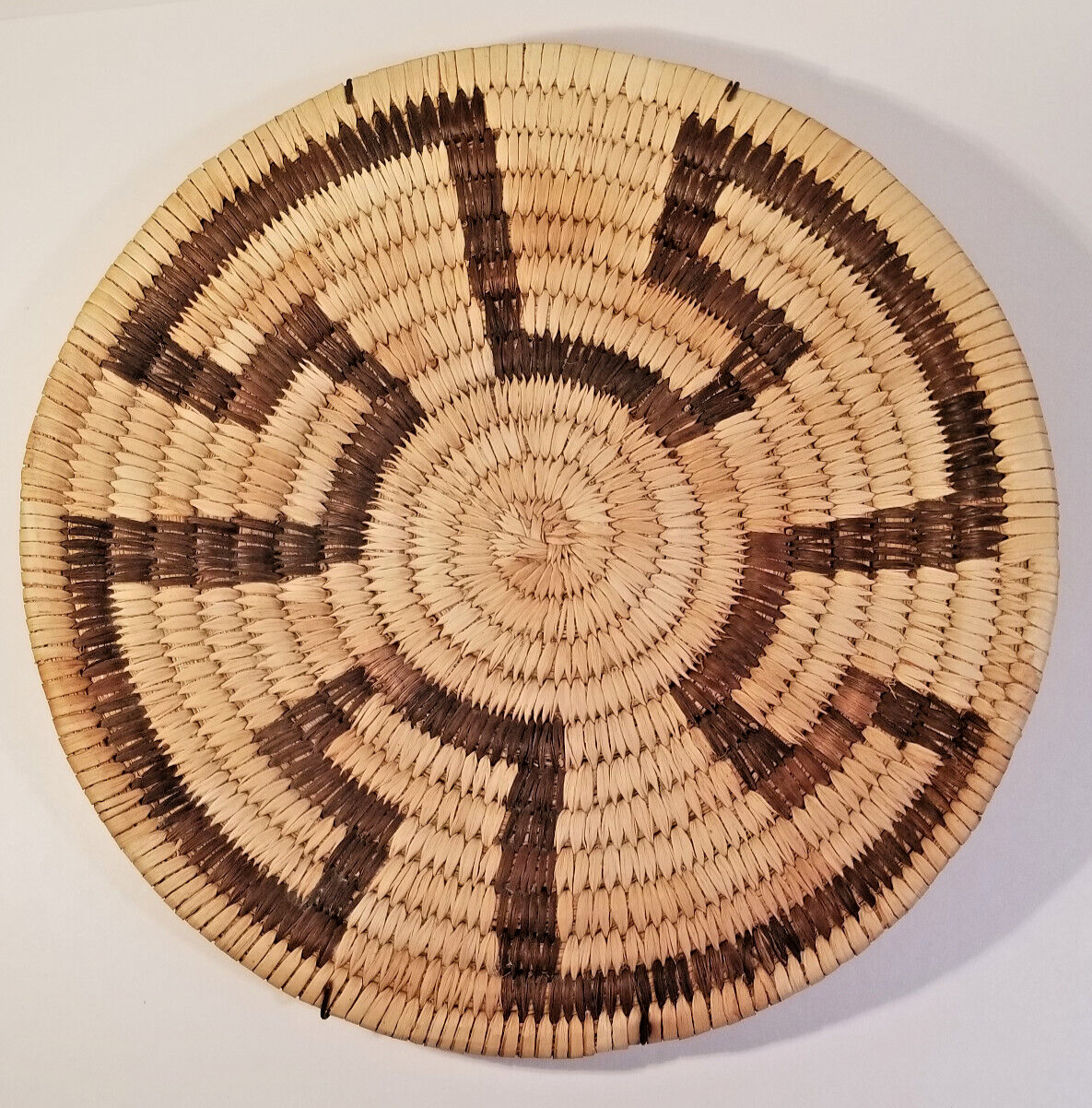 Vintage Native American Indian Hand Woven Coiled Tray Basket Wall Art 11\