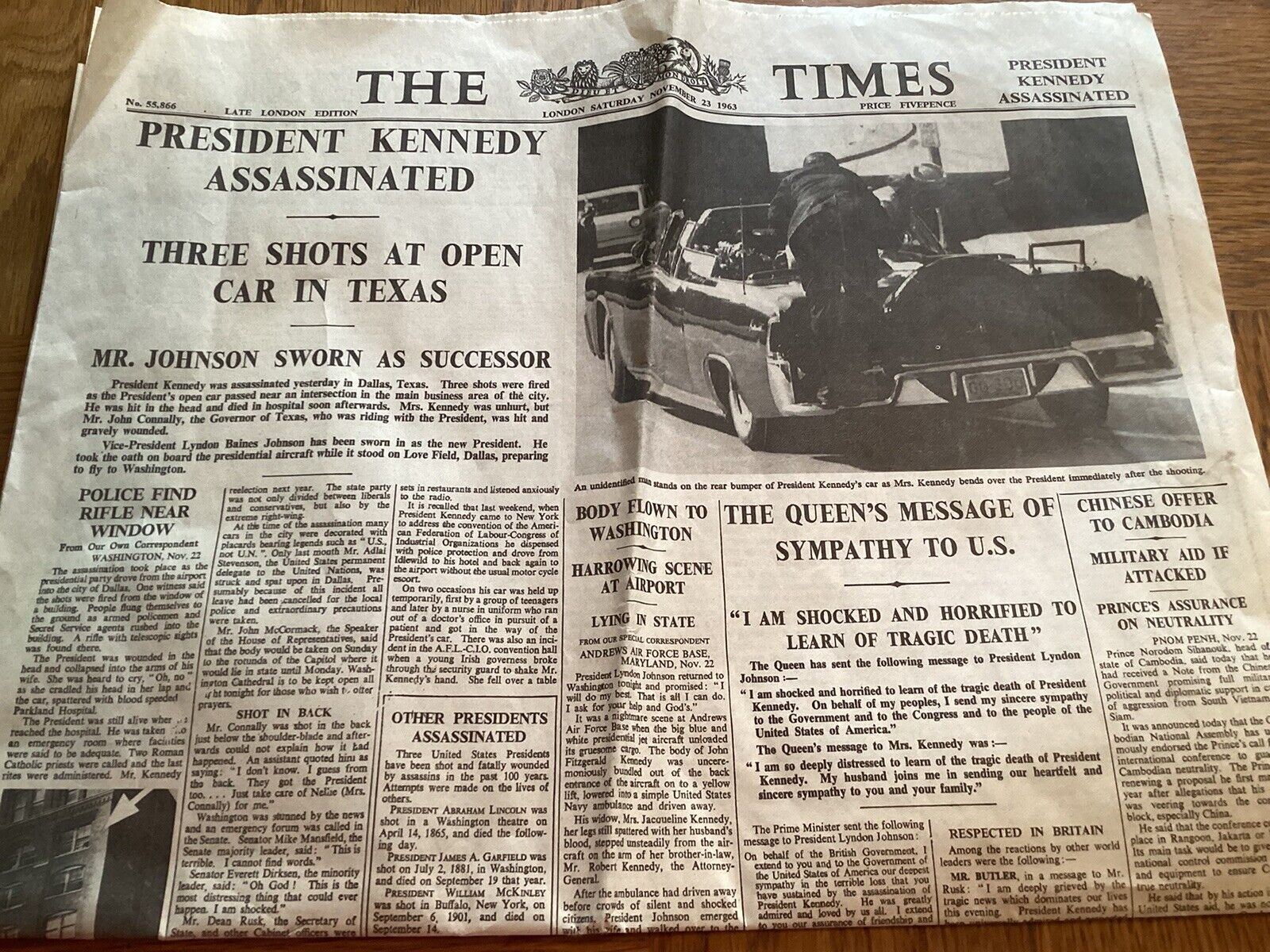 The Times Late Edition Assasination Of Kennedy 1963 Part Paper