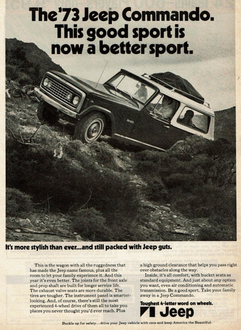 1972 Vintage Print Ad The \'73 Jeep Commando This good sport is now better sport