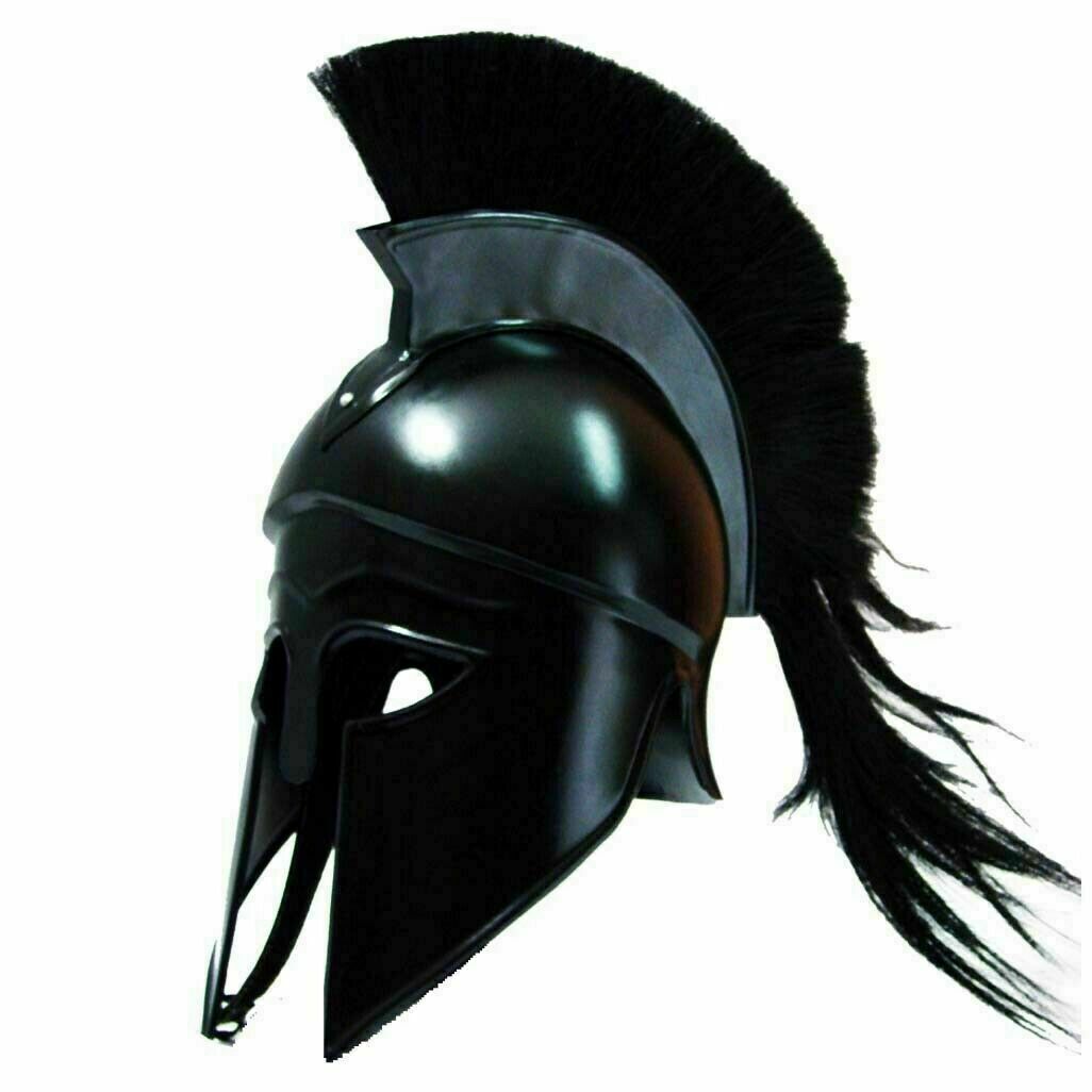 DGH® Medieval Ancient Costume Armor Roman Greek Corinthian Helmet Black Plume