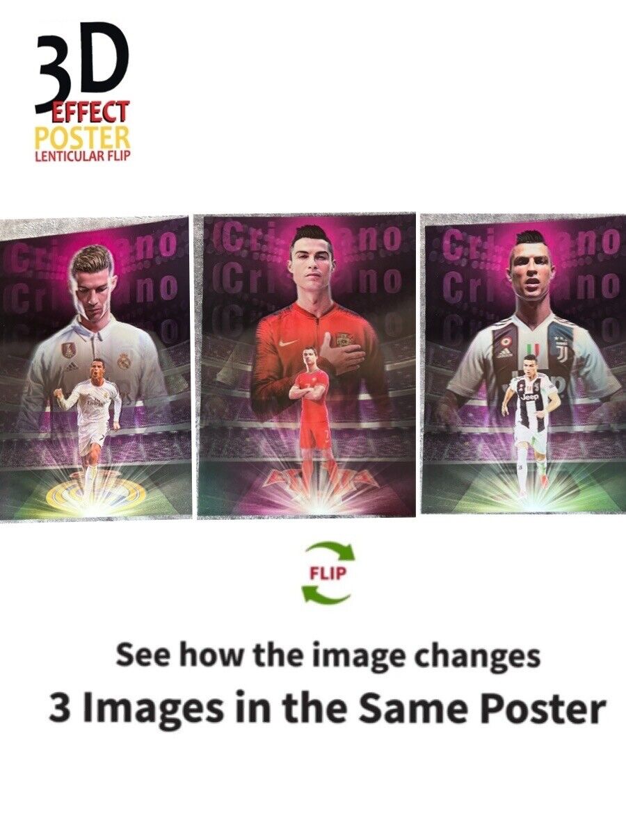 soccer superstar-Cristiano Ronaldo-3D Poster 3DLenticular Effect-3 Images In One