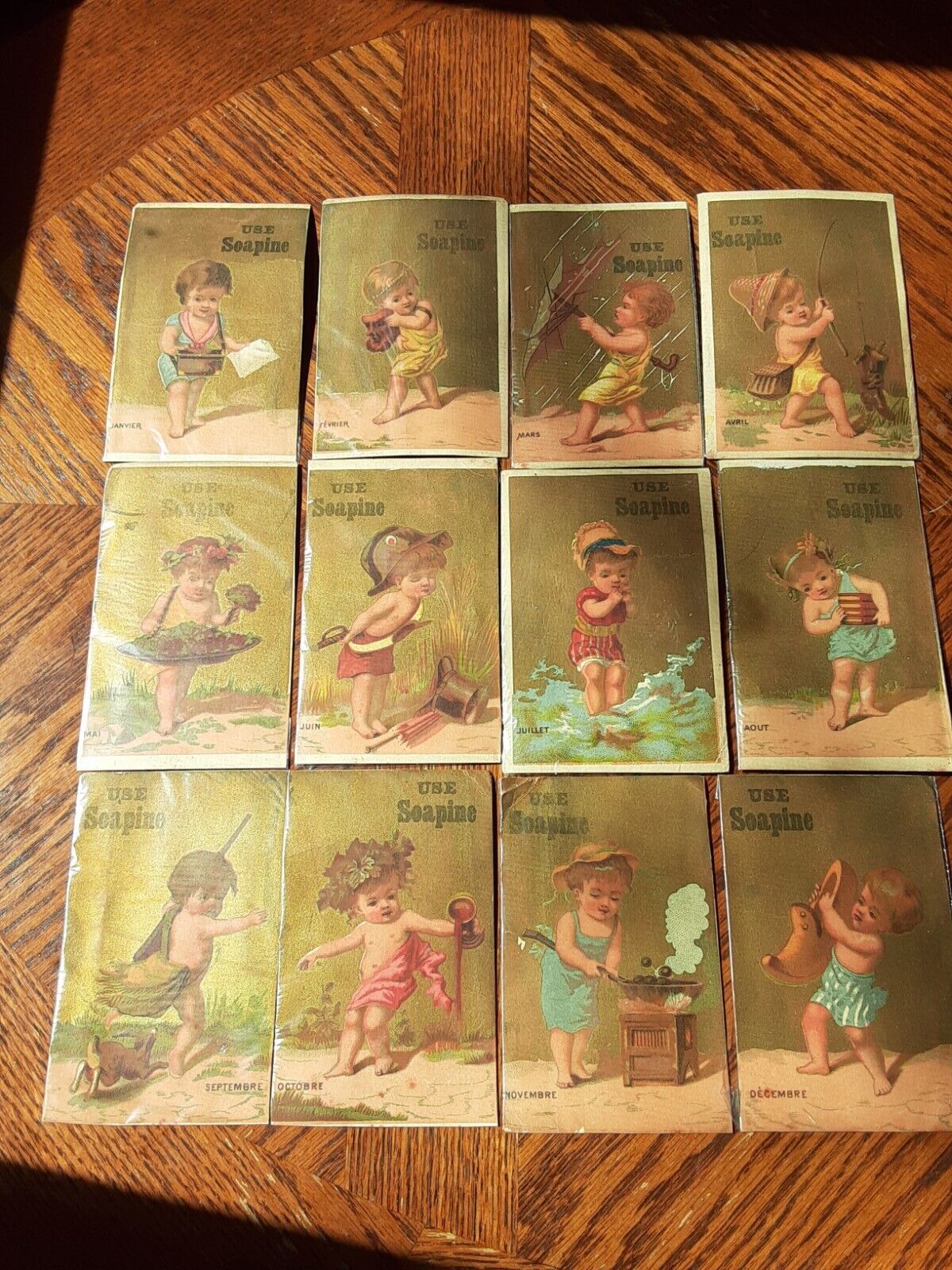 Antique Soapine French Calendar Trading Cards Established 1827 Lot Of 12 Jan...