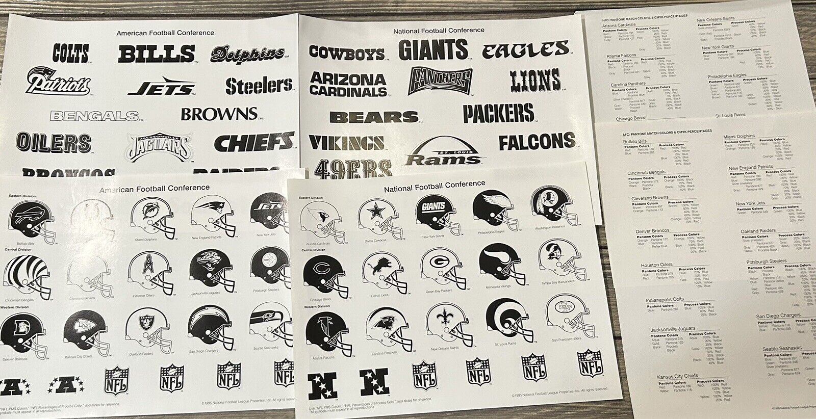 Vintage NBC American Football Conference Pantone Color Match Press Release Logos