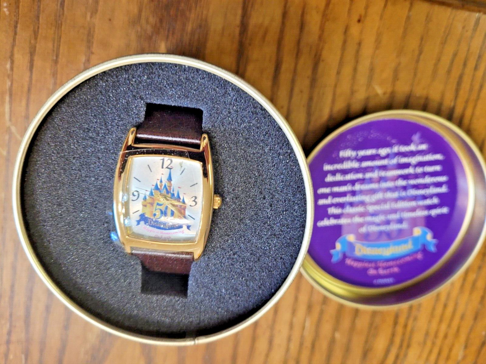 Disneyland Castle 50th Anniversary Happiest Homecoming on Earth Watch In Tin NEW