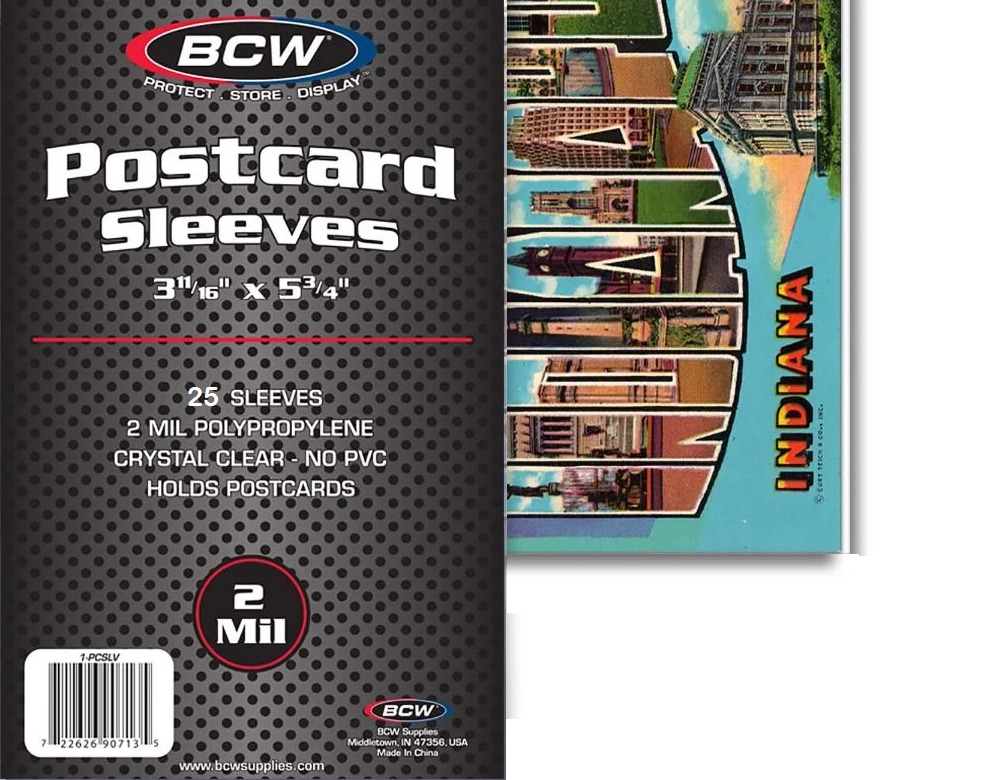 (25) BCW Postcard Sleeves Postcard Photo Soft Loose Sleeves 