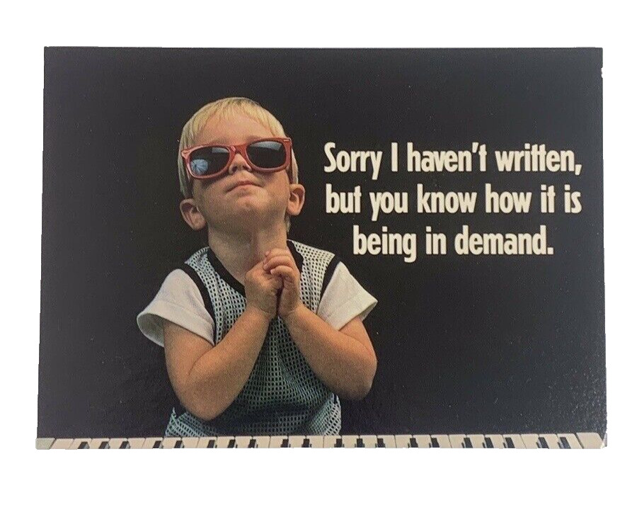 Funny Print Postcard Sorry I haven\'t Written Little Boy Piano