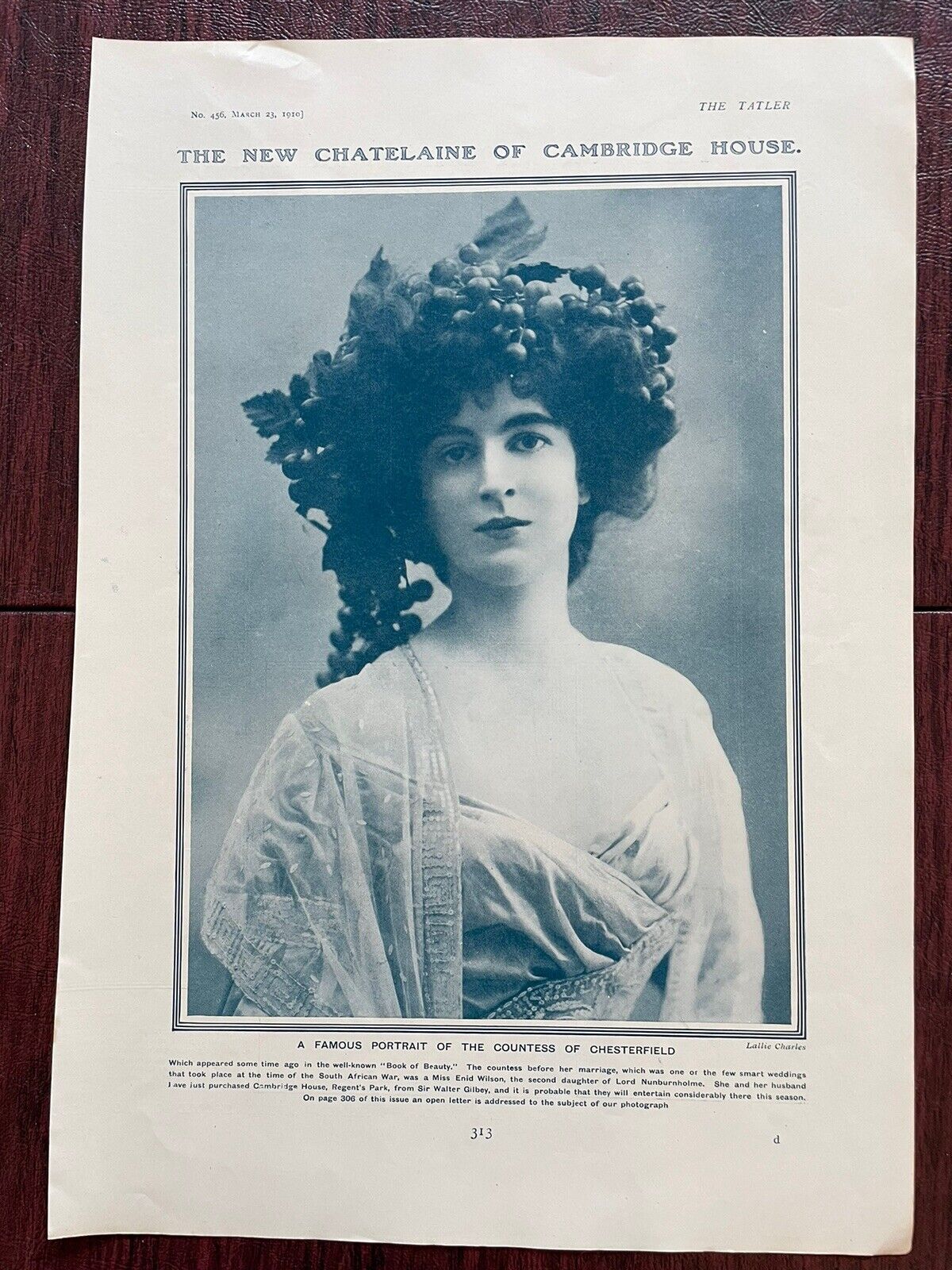Lallie Charles Photo Countess of Chesterfield Enid Wilson The Tatler 1910