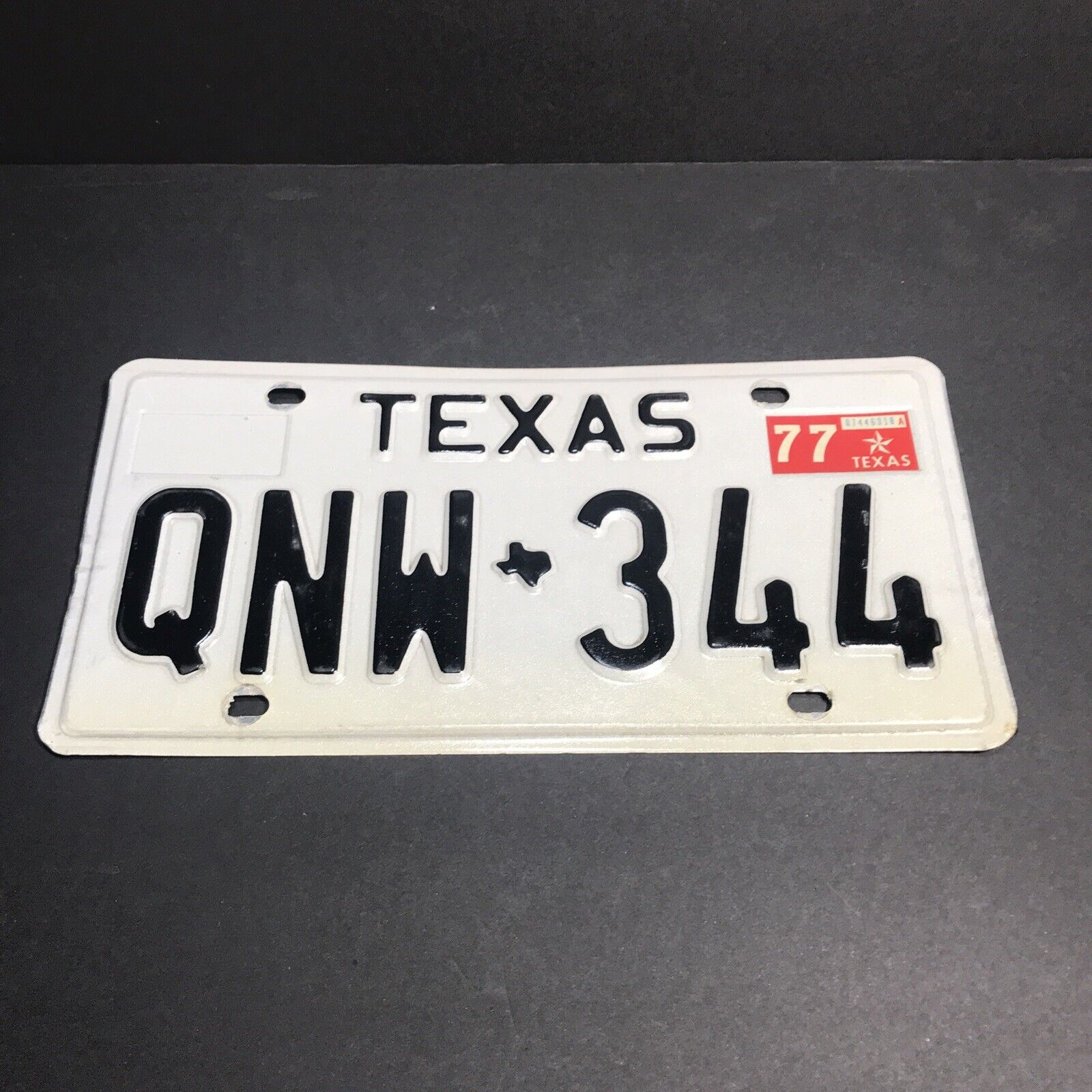 Vintage 1977 Texas License Plate QNW344