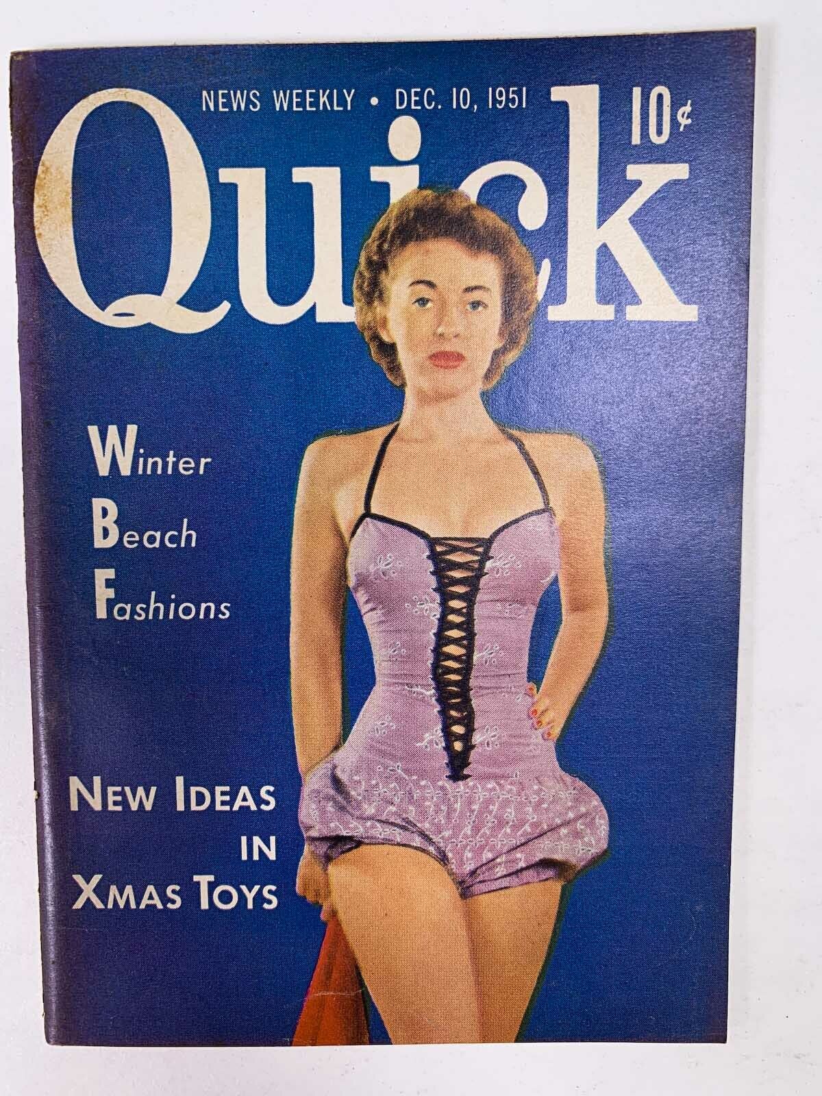 Quick News Weekly Magazine December 10 1951 cover Winter Beach Fashions