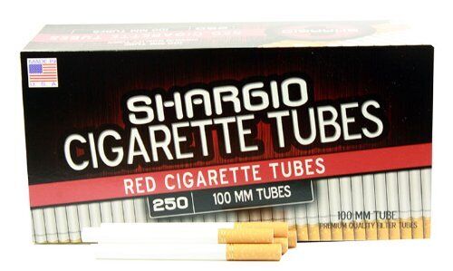 Shargio 100mm Red Cigarette Filter Tubes Full Flavor 250 Count Per Box (40 Boxes