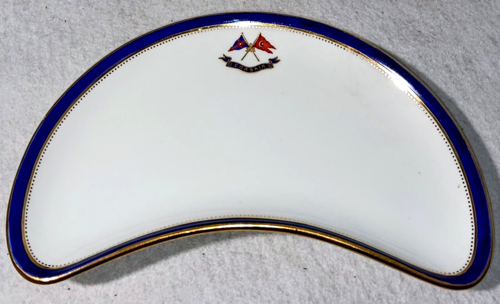 JP Morgan Minton China Crescent Plate from his Yacht Corsair New York Yacht Club