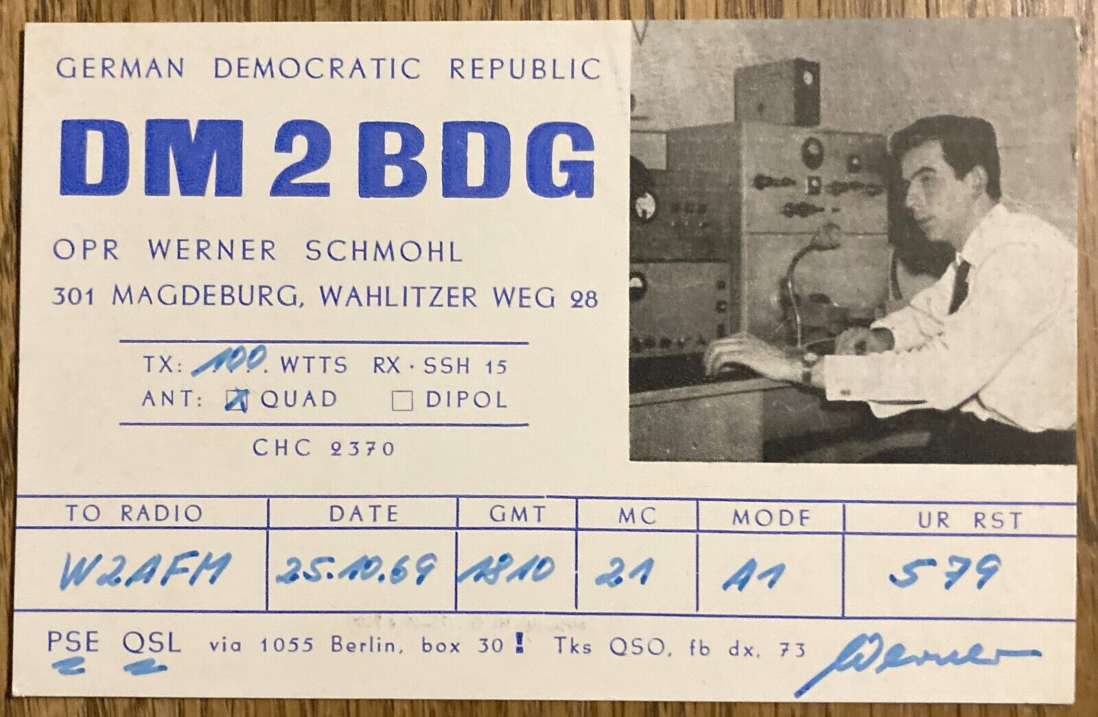 QSL Card- Magdeburg German Democratic Republic - DM2BDG - 1969    Deleted Entity