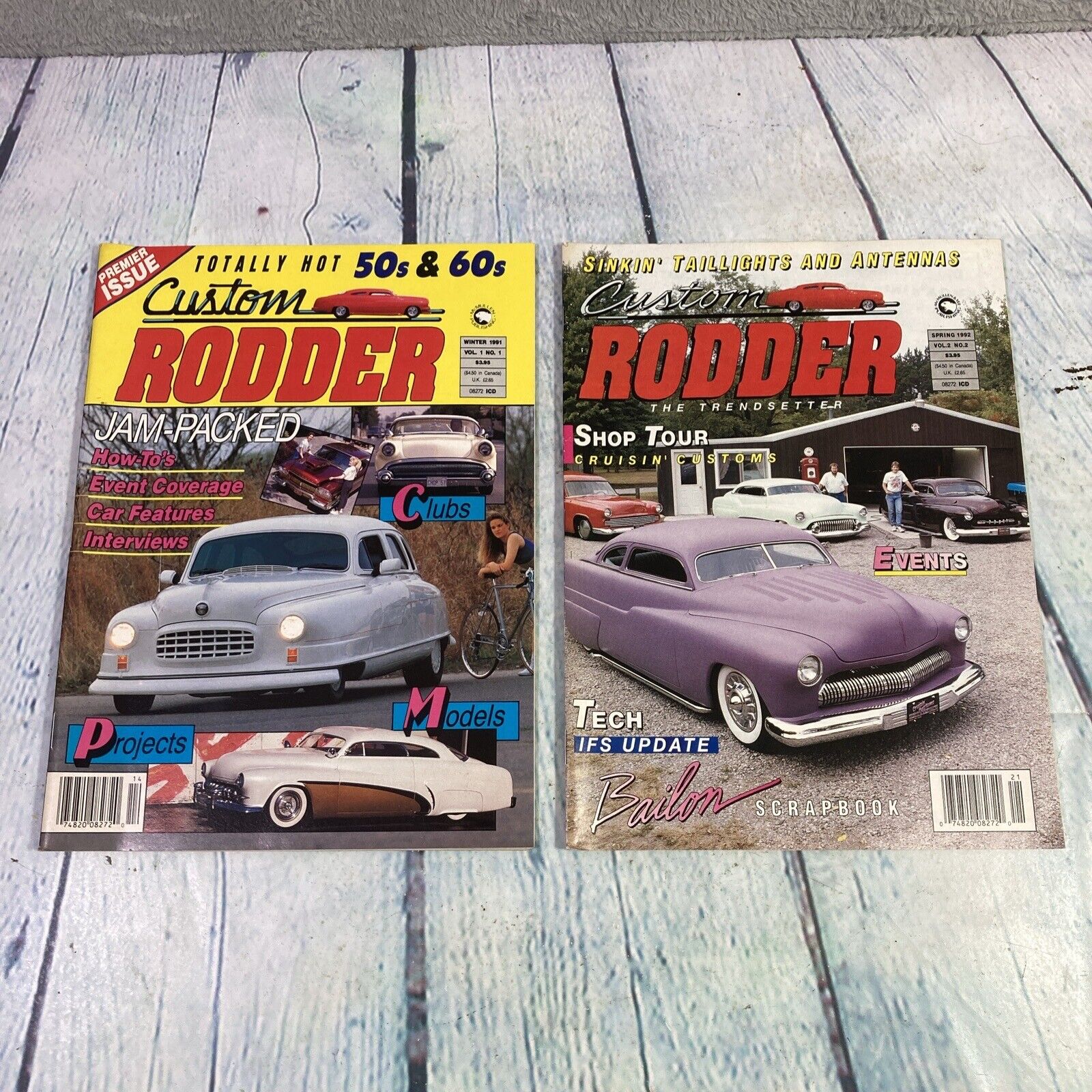 2 Vintage 1991-1992 Custom Rodder Magazines Premiere #1 #2 Hot Rod Cars Kustom