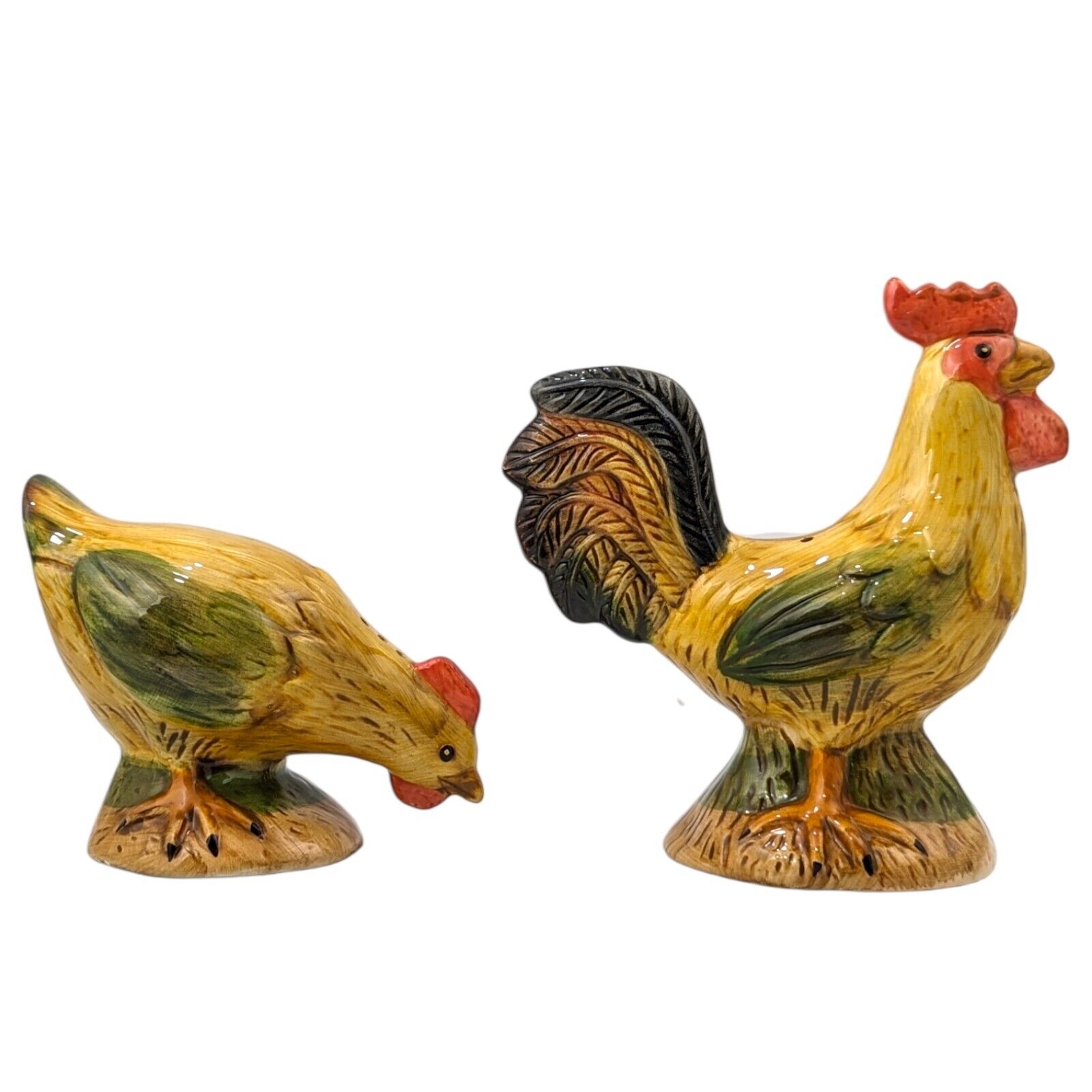 Vintage 1990s Rooster And Hen Salt And Pepper Shaker Set Cottagecore Rustic