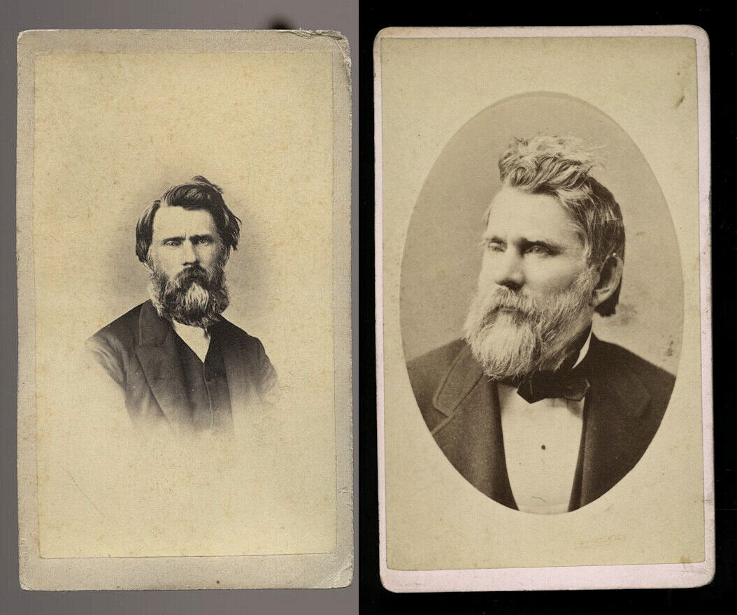 TWO Self Portrait Photographer John Cadwallader Indiana Michigan 1860s 1880s CDV