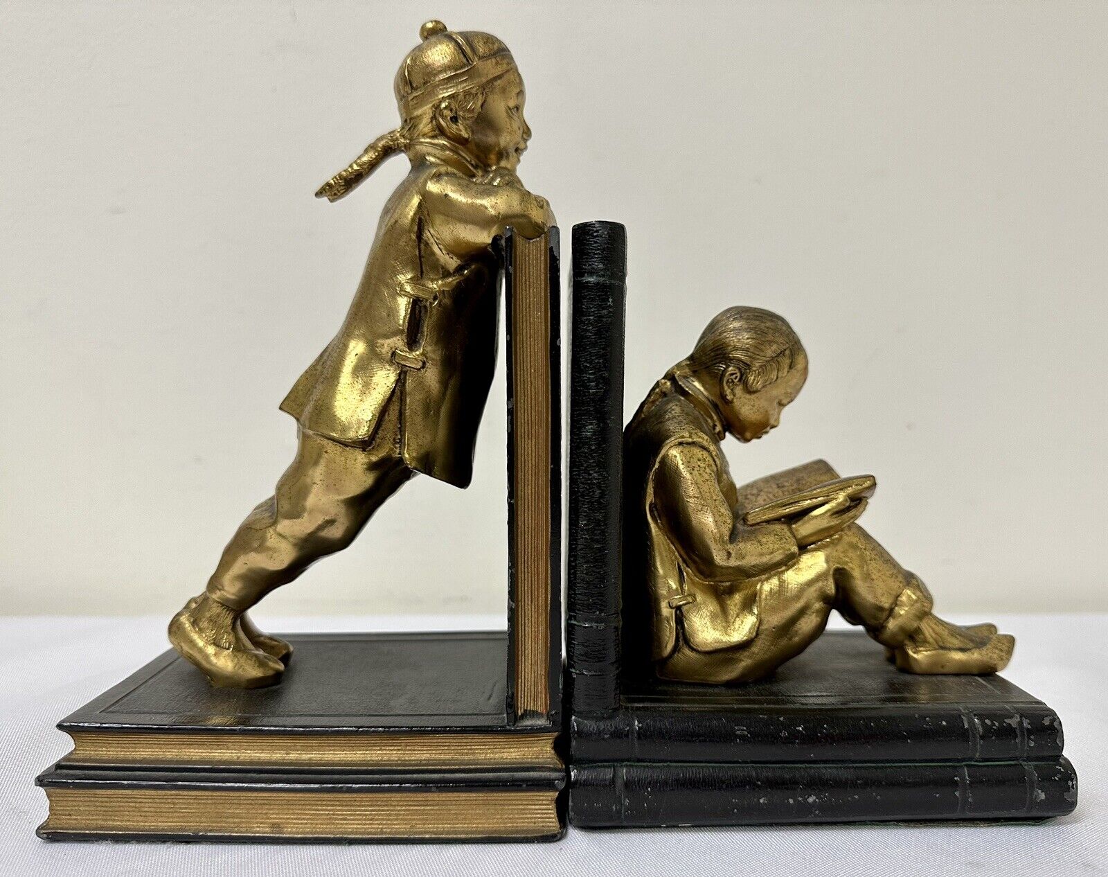 PAIR OF CHINESE CAST METAL BOOKENDS BY RONSON