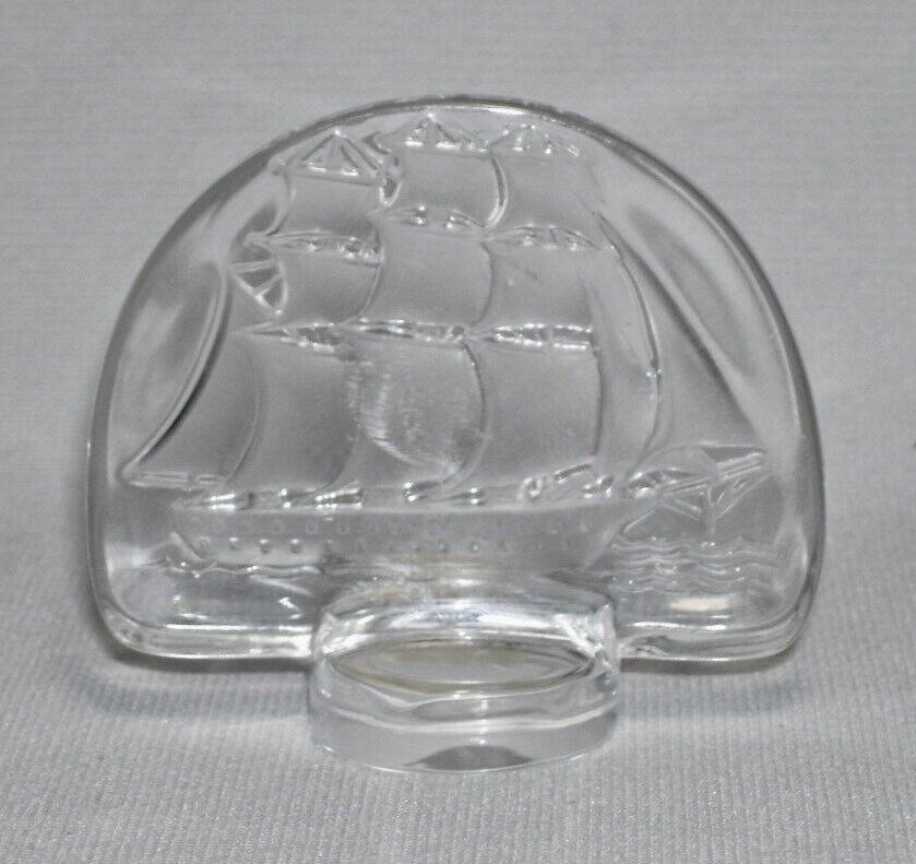 LALIQUE ~ Early Frosted+Clear Crystal LETTER SEAL (Caravelle, 10601) ~ France