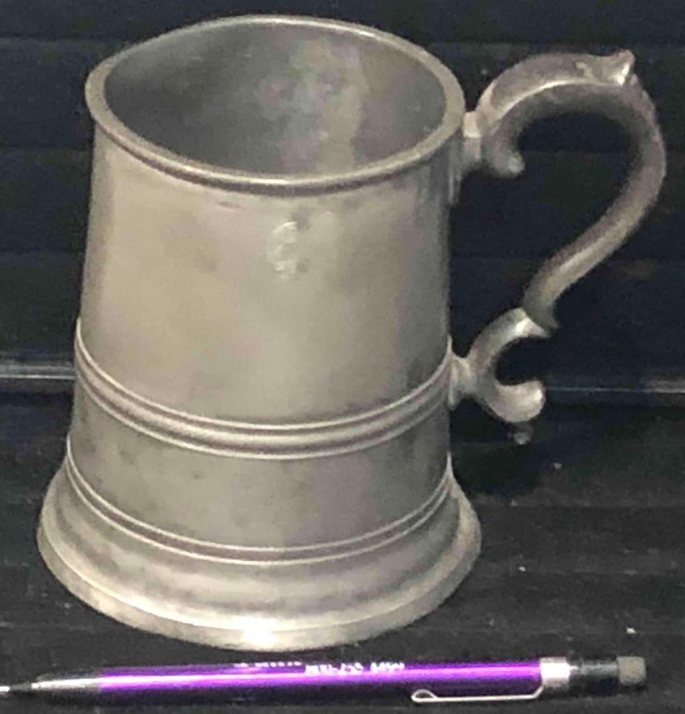 Antique Irish Pewter Pint Mug or Tankard, J. AUSTEN, Cork, c. 1830