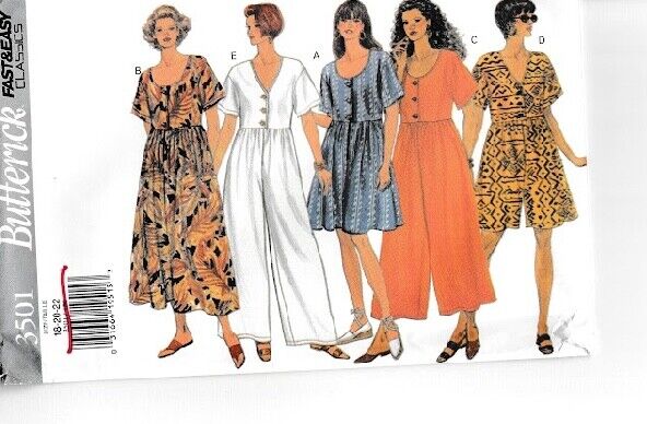 Vintage Butterick Pattern Classics 3501 Dress Jumpsuit Size 18-20-22 Uncut 1994