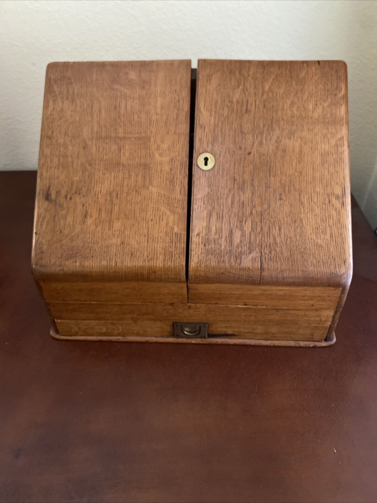 Antique English Oak Slant front  Writing/Letter Box