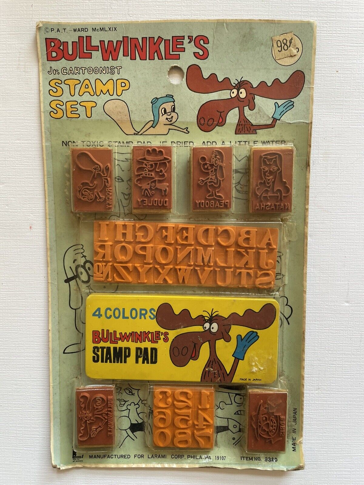 Vintage Bullwinkle\'s Jr Cartoonist Stamp Set 1969