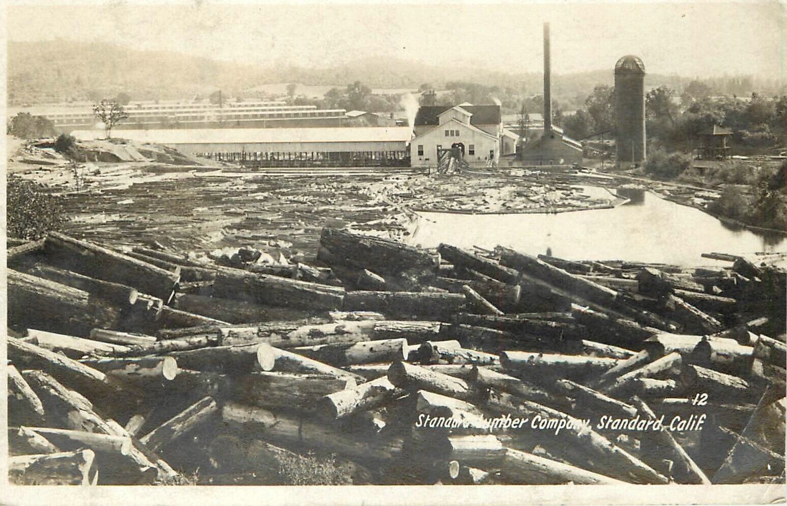 Postcard RPPC 1922 California Standard Tuolumne logging lumber sawmill CA24-615