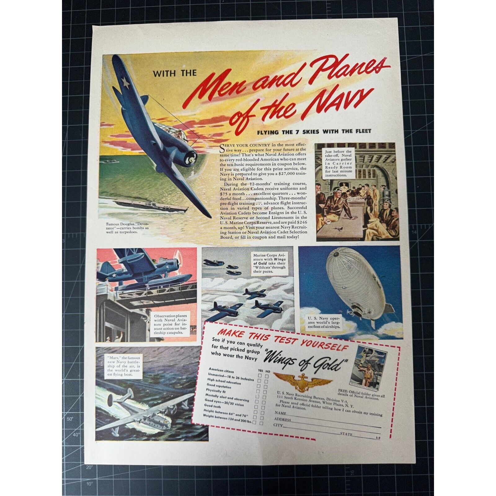 Vintage 1940s US Navy Print Ad