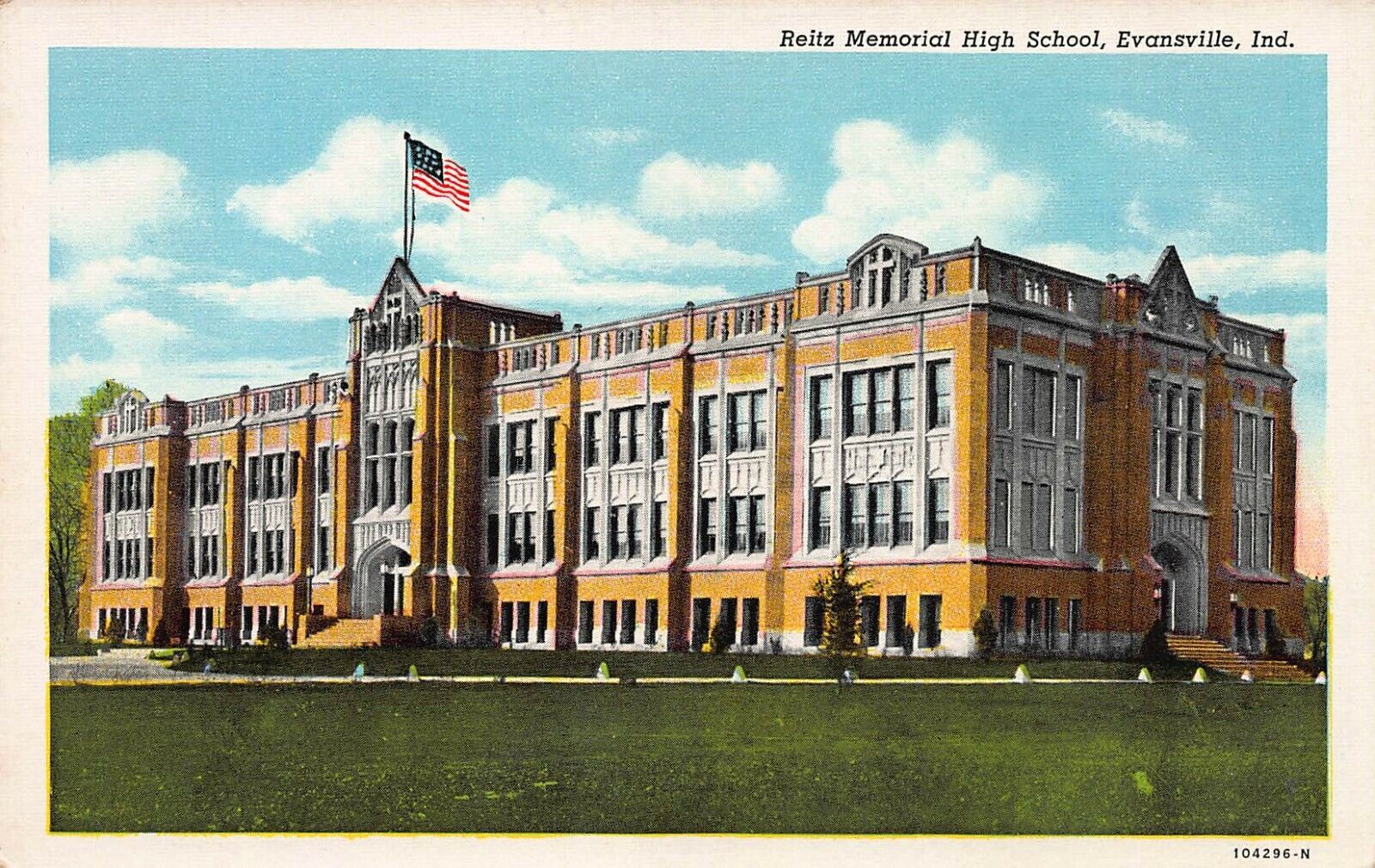 Reitz Memorial High School, Evansville, Indiana, Early Postcard, Unused