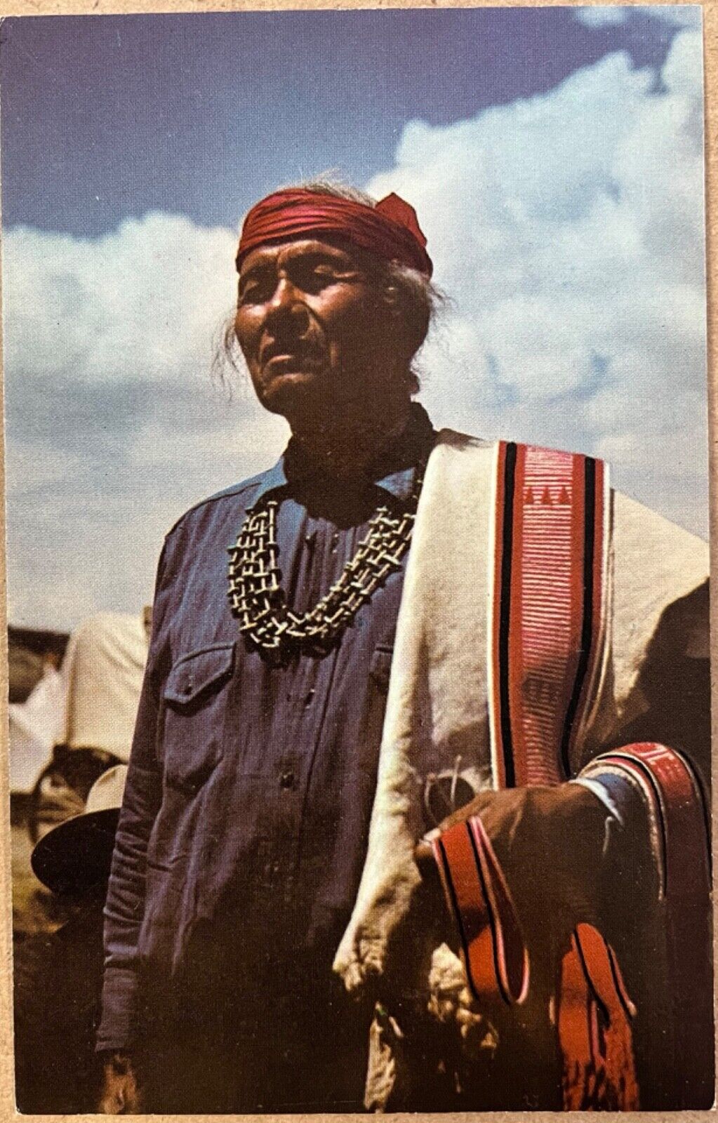 Native American Man Traditional Sash Maker Vintage Postcard c1950