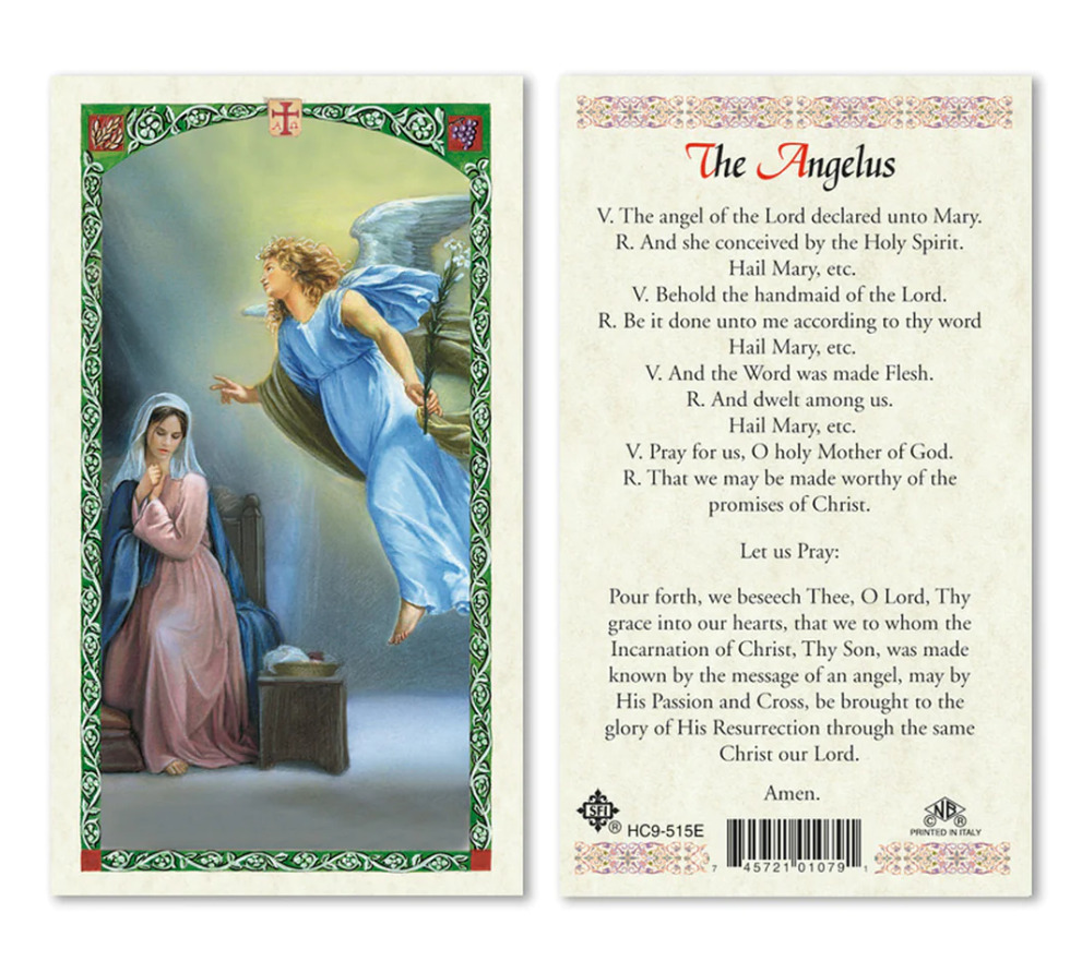 Laminated The Angelus Holy Prayer Card Catholic